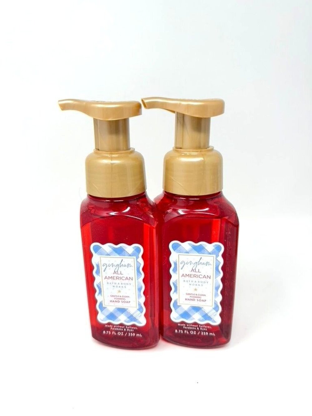 Bath & Body Works 2 Gingham All American Foaming Hand Soaps 8.75 Fl Oz Gentle